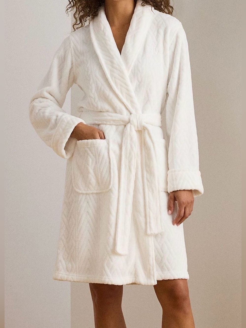 Lauren Ralph Lauren White  Fleece Robe
